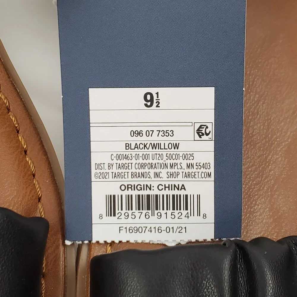 Universal Thread Black Brown Willow Slip-On Slide-On Flat Sandals NWT Size 9 1/2